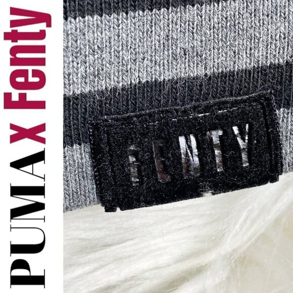 PUMA x FENTY Gray Cropped Oversized Lace Up Rising Sun Hoodie, Size Small - Picture 8 of 12